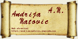 Andrija Matović vizit kartica